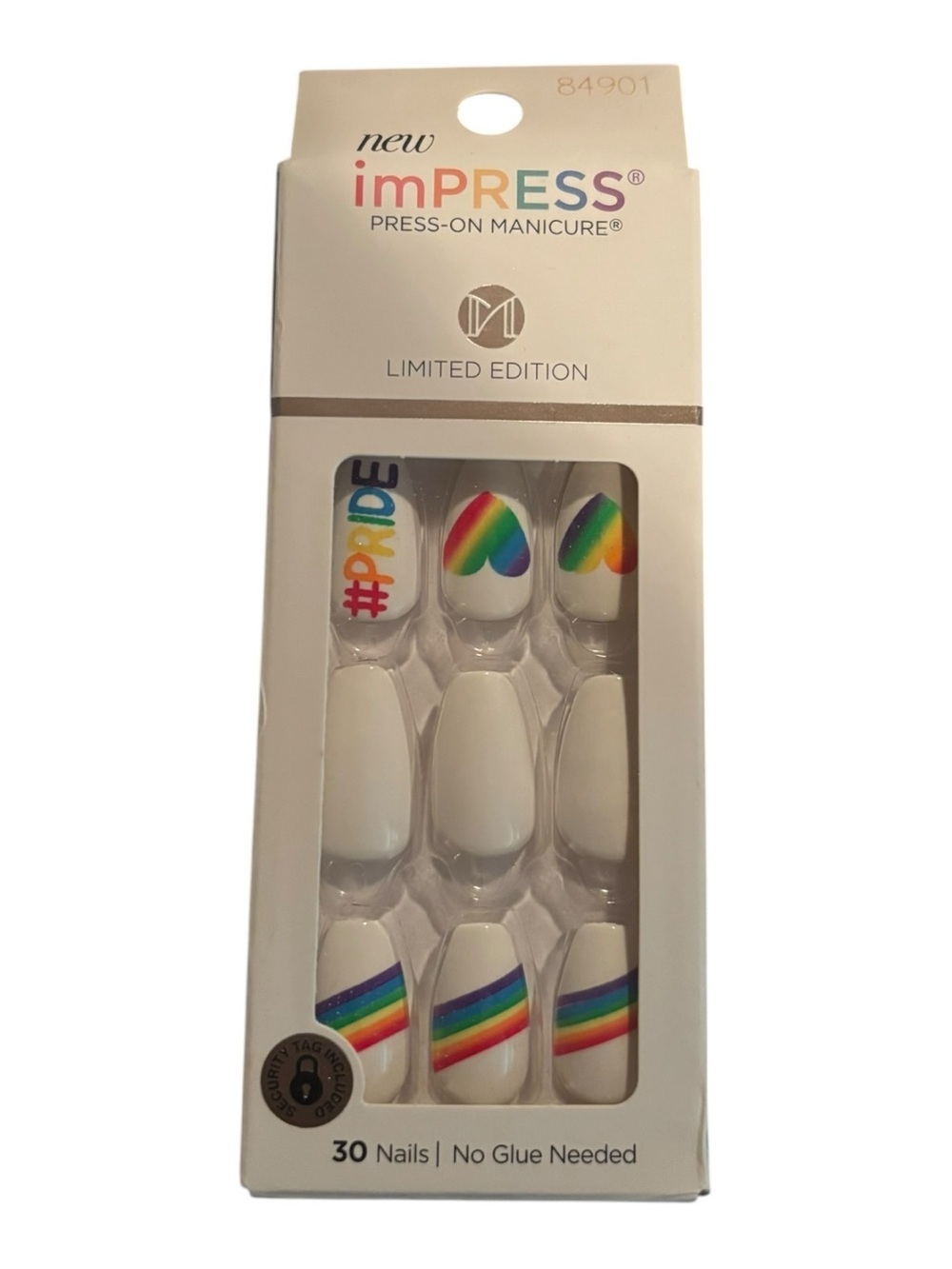 NWT imPRESS White & Rainbow Pride Press-On Manicure - Limited Edition